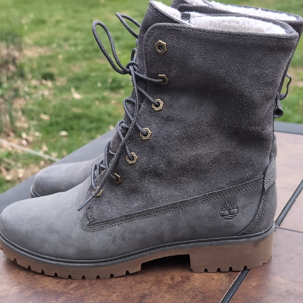  Like New Timberland Women's Jayne Waterproof Fleece Fold-Down Boots, 10